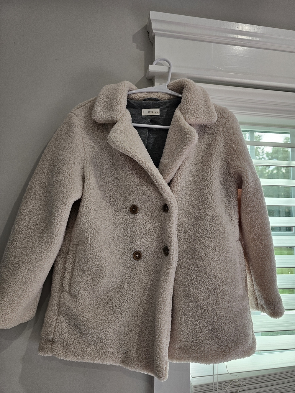 Mango Kids Teddy Jacket in Pale Pink